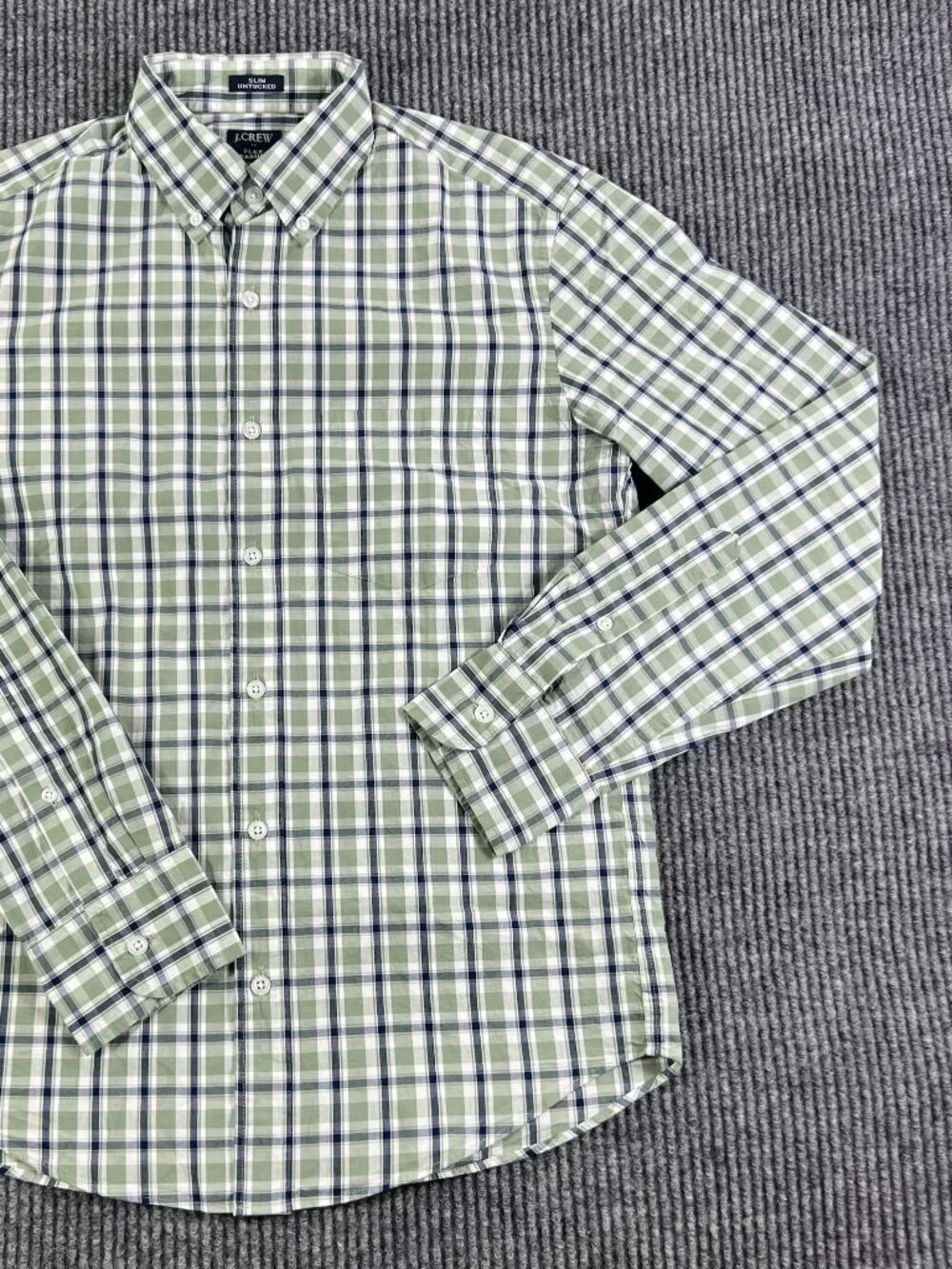 J.Crew Slim Untucked Plaid Button Down Shirt Green/Navy Blue Men’s Small NWT